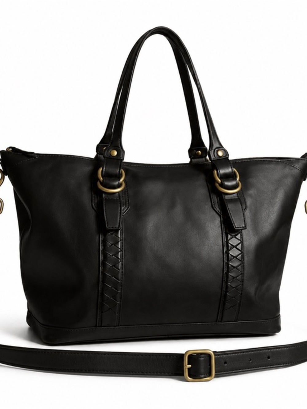 Cole Haan Black Leather Tote Bag Crossbody Strap Dust Bag